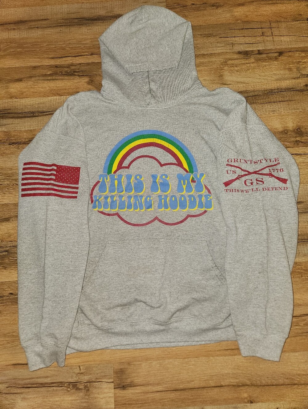 Grunt Style Gray "This Is My Kidding Hoodie" Rainbow Graphic Hoodie
